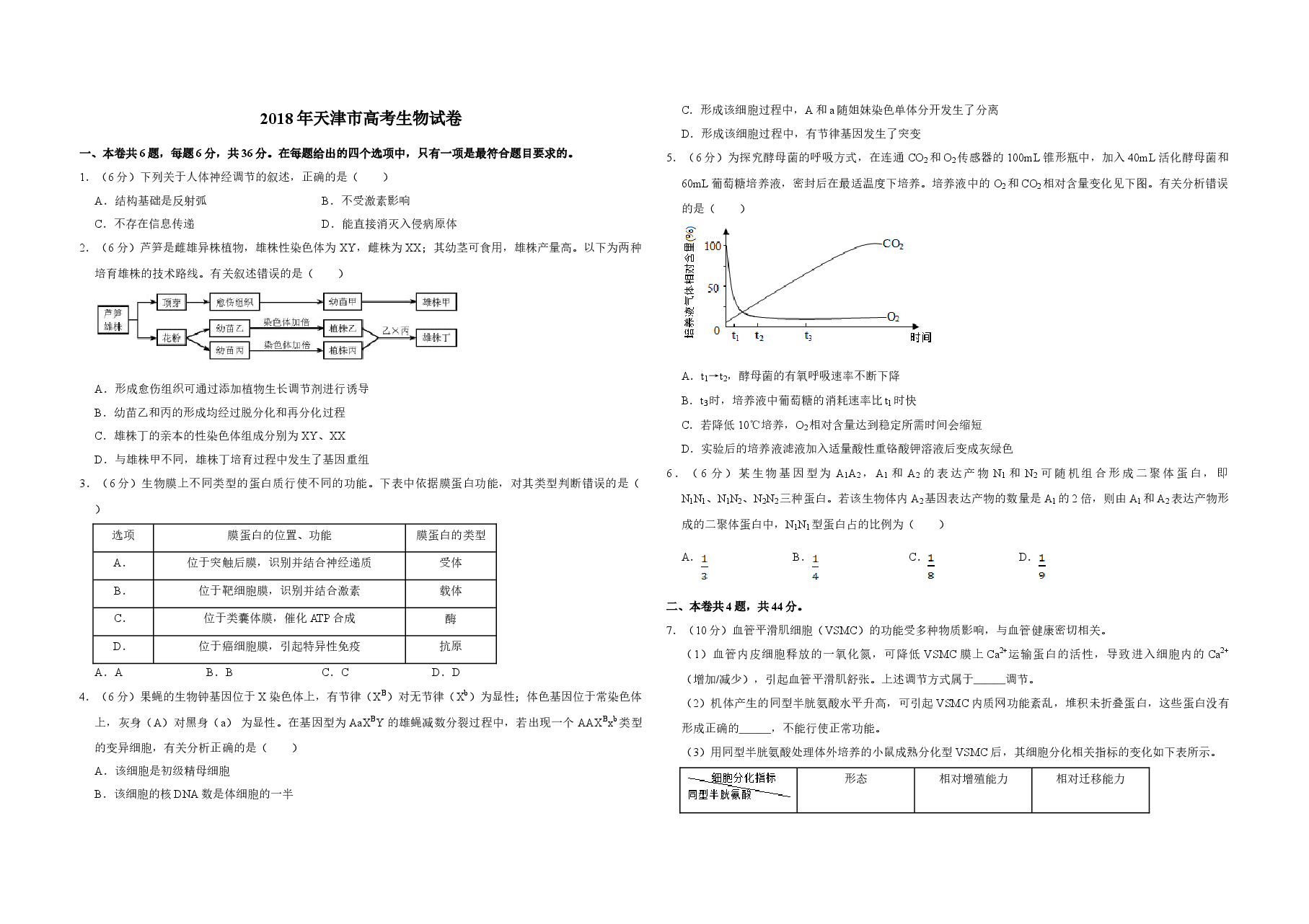 2018年天津市高考生物试卷 .doc,第1页预览
