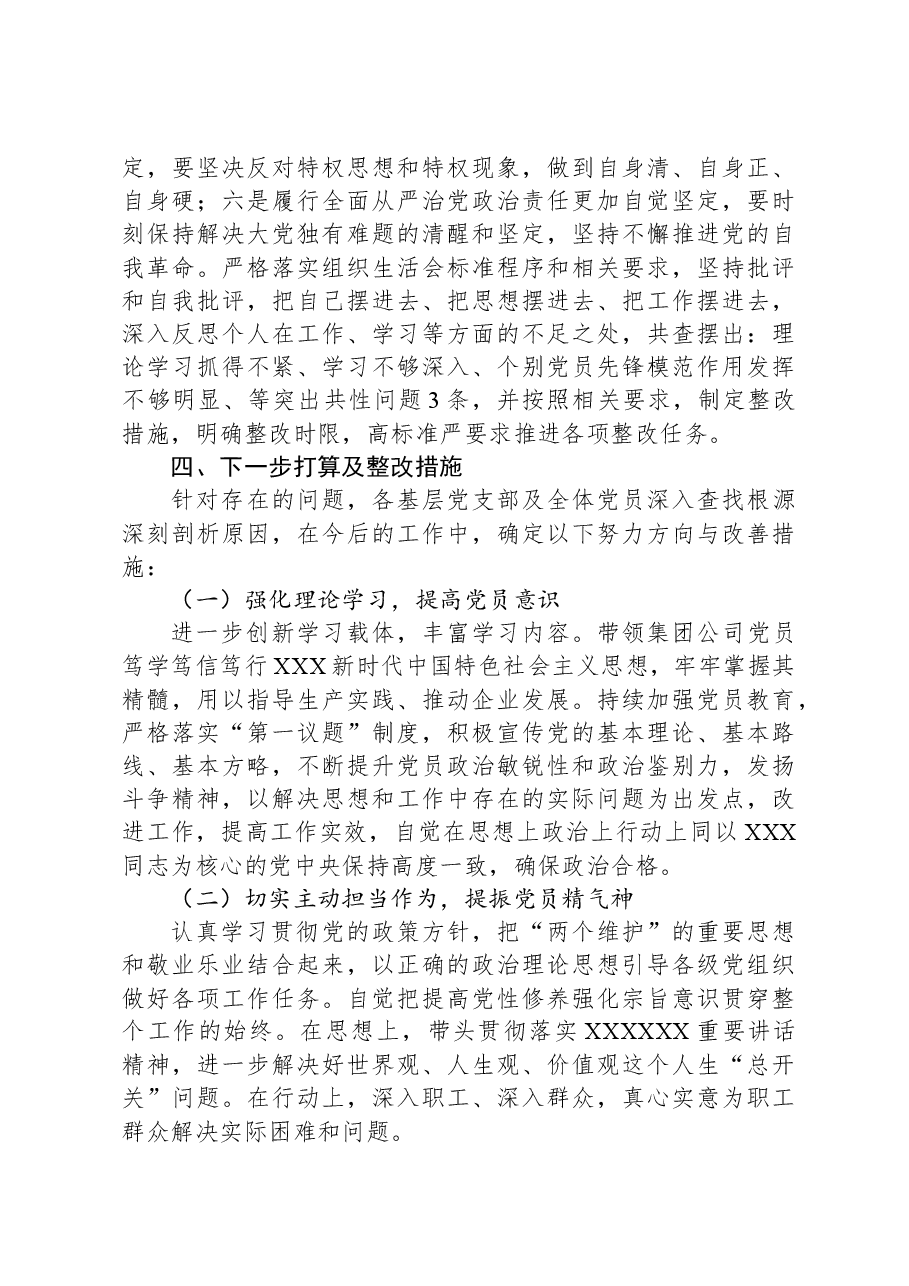 集团公司2023年度基层党支部组织生活会暨民主评议党员情况总结.docx，第4页预览