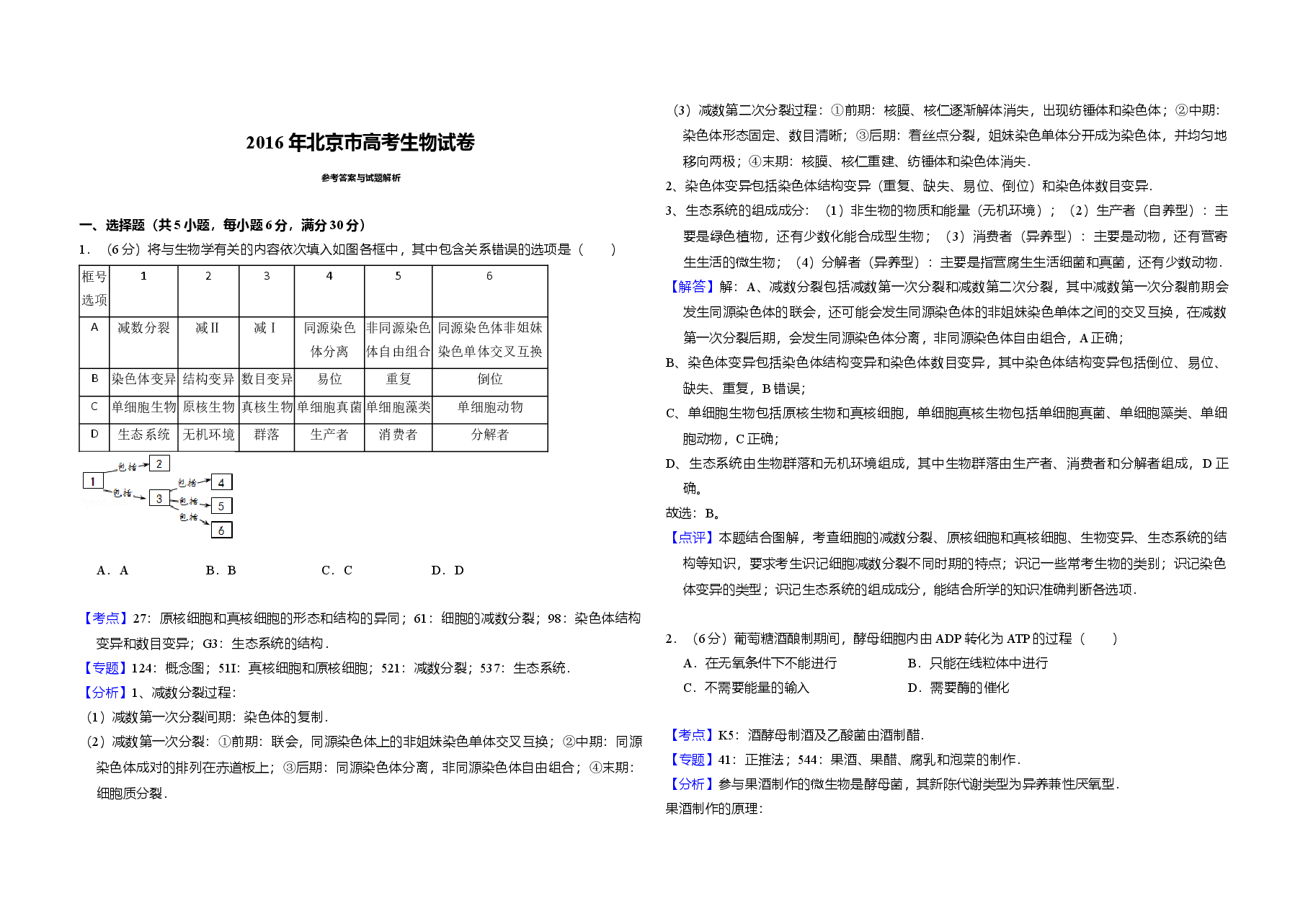 2016年北京市高考生物试卷(含解析版).doc,第4页预览