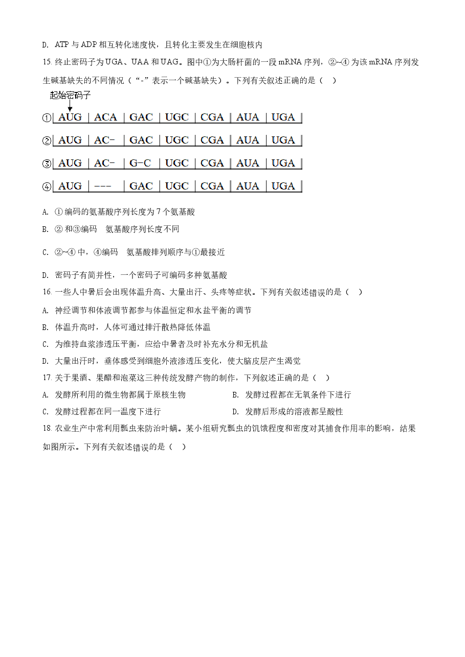 精品解析：2021年新高考海南生物高考真题（原卷版）.docx，第4页预览