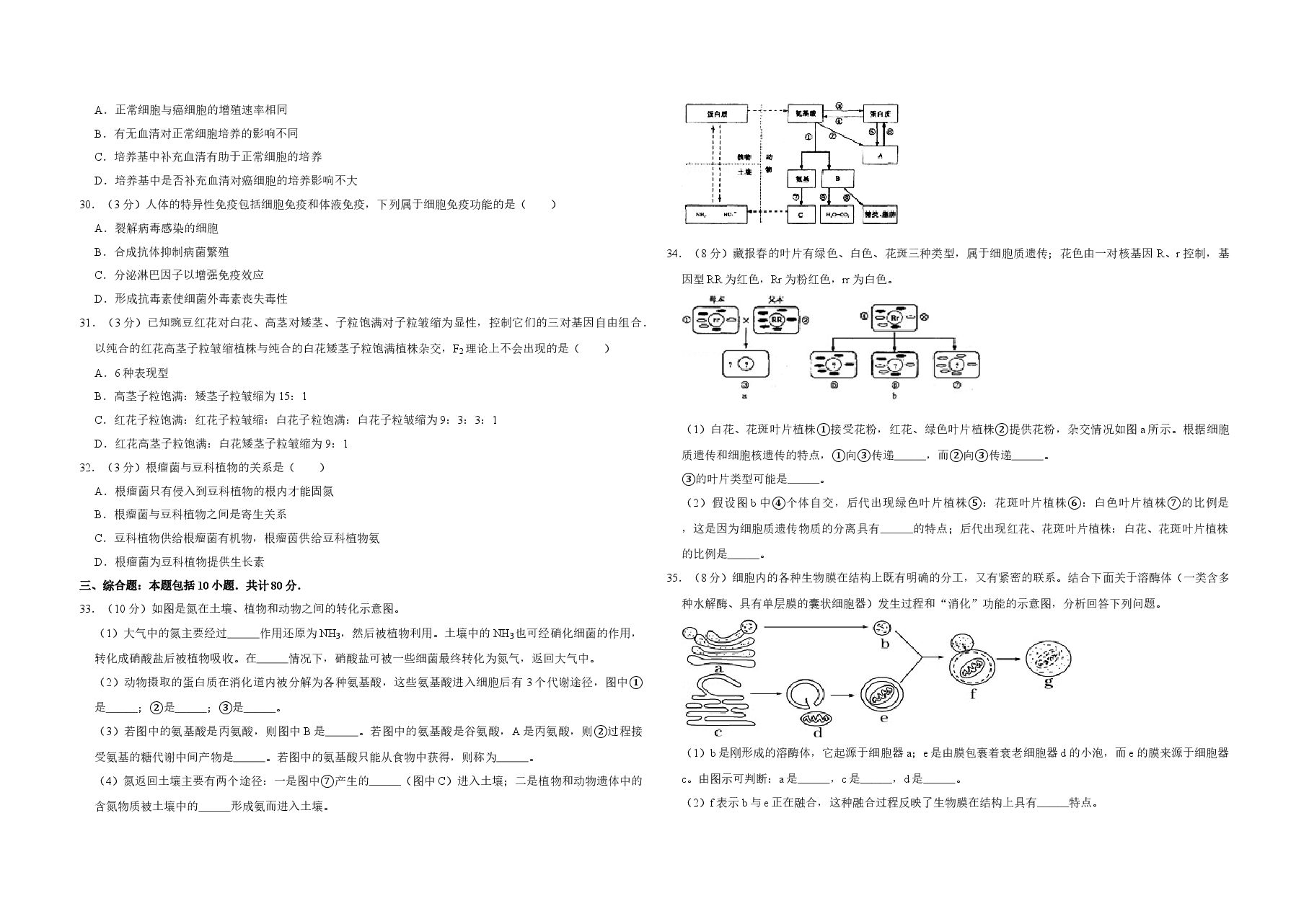 2007年江苏省高考生物试卷 .doc,第4页预览