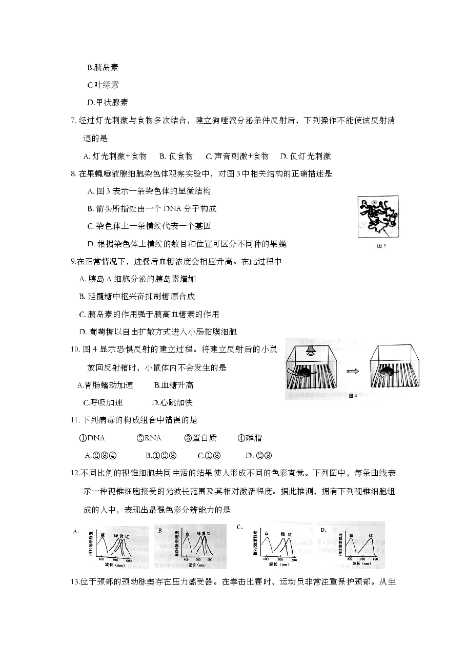 2016年上海市高中毕业统一学业考试生物试卷(word解析版).doc,第2页预览