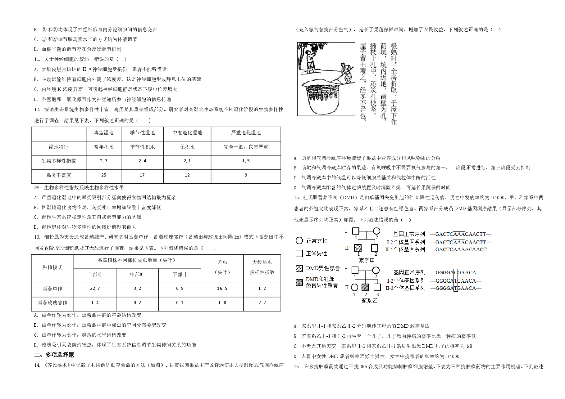 2021年河北高考生物试卷(新高考)(原卷版).doc,第2页预览