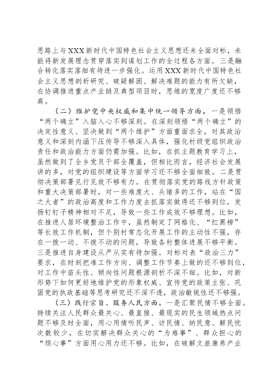 2023民主生活会个人对照检查材料提纲.docx,第2页预览