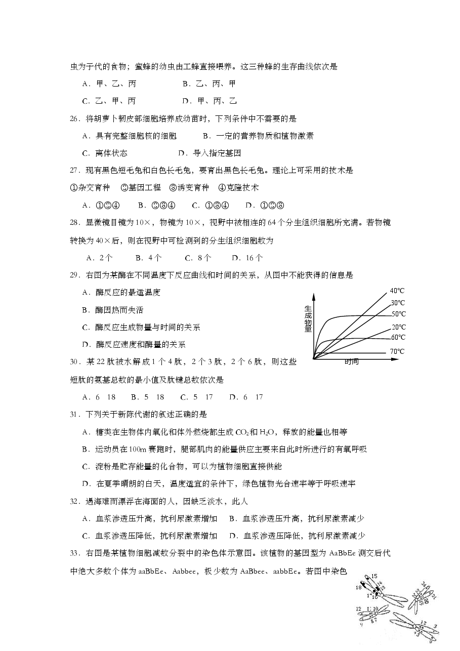 2005年上海市高中毕业统一学业考试生物试卷(原卷版).doc,第4页预览