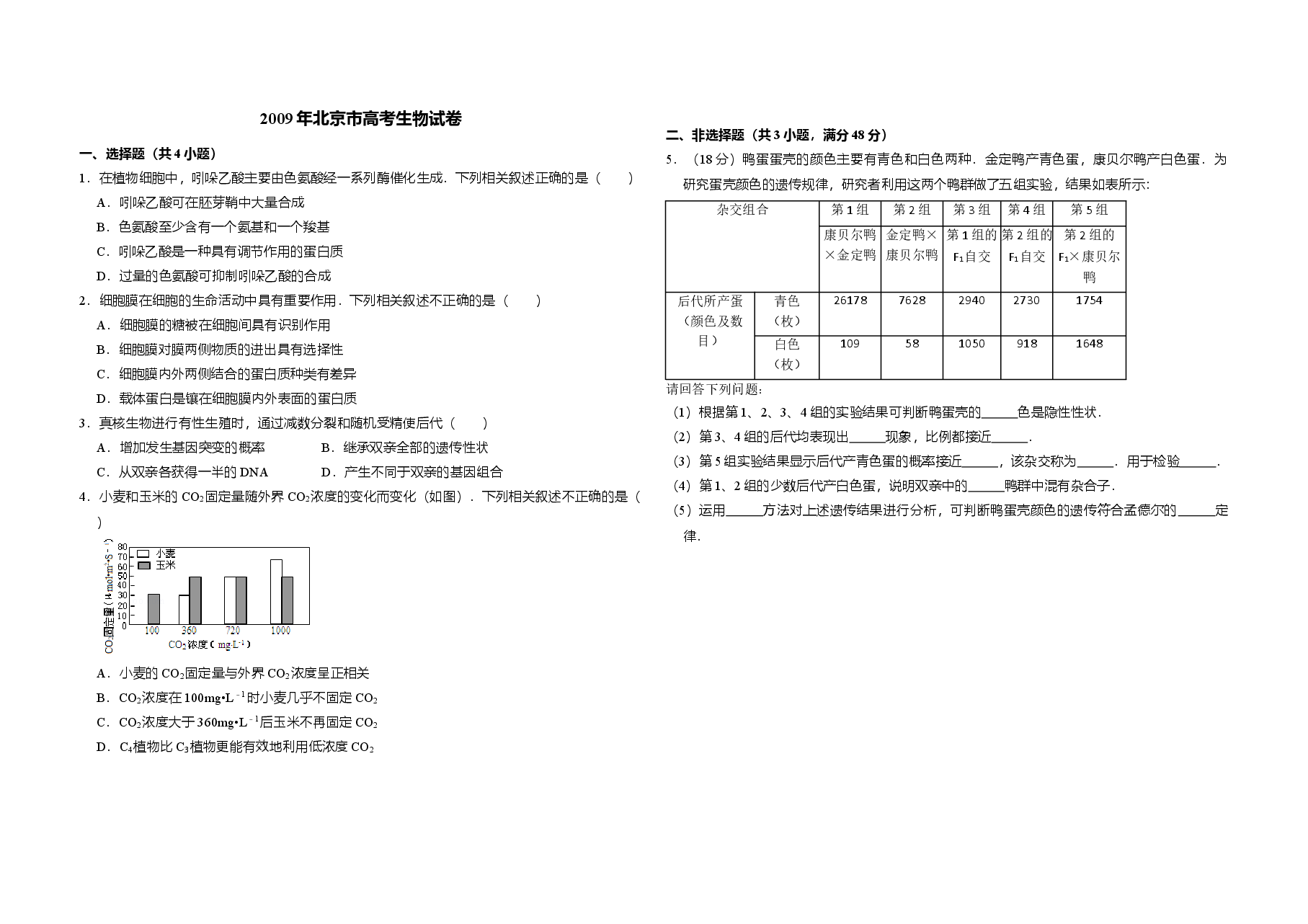 2009年北京市高考生物试卷(含解析版).doc,第1页预览
