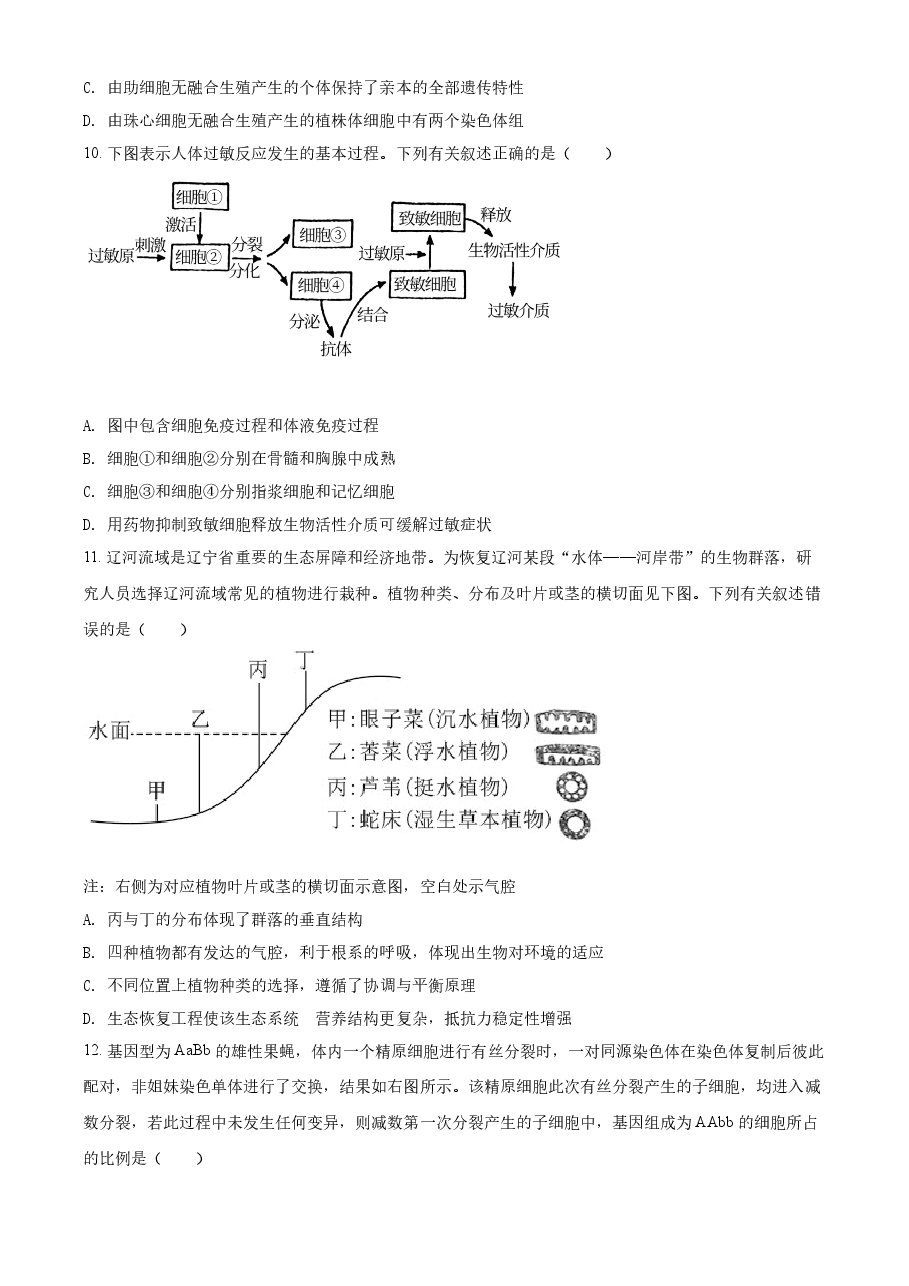 精品解析：2021年新高考辽宁生物高考真题（原卷版）.docx，第3页预览