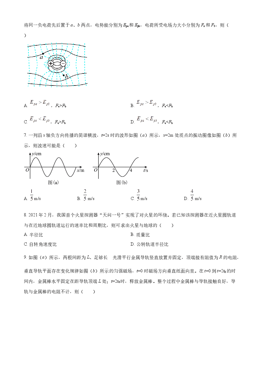 精品解析:2021年辽宁省普通高中学业水平选择性考试物理试题(辽宁卷)(原卷版).docx,第3页预览