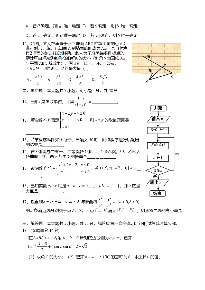 2014年高考浙江文科数学试题及答案(精校版).doc，第2页预览