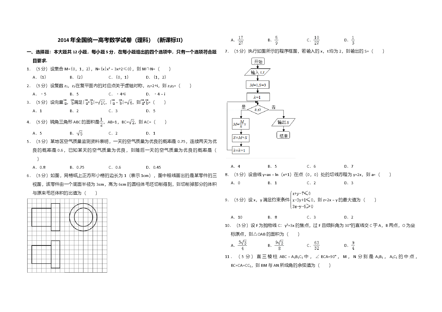 2014年全国统一高考数学试卷(理科)(新课标ⅱ)(含解析版).doc,第1页预览