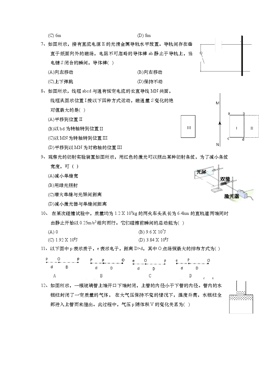 2020年上海市高中毕业统一学业考试物理试卷(word解析版).doc,第2页预览