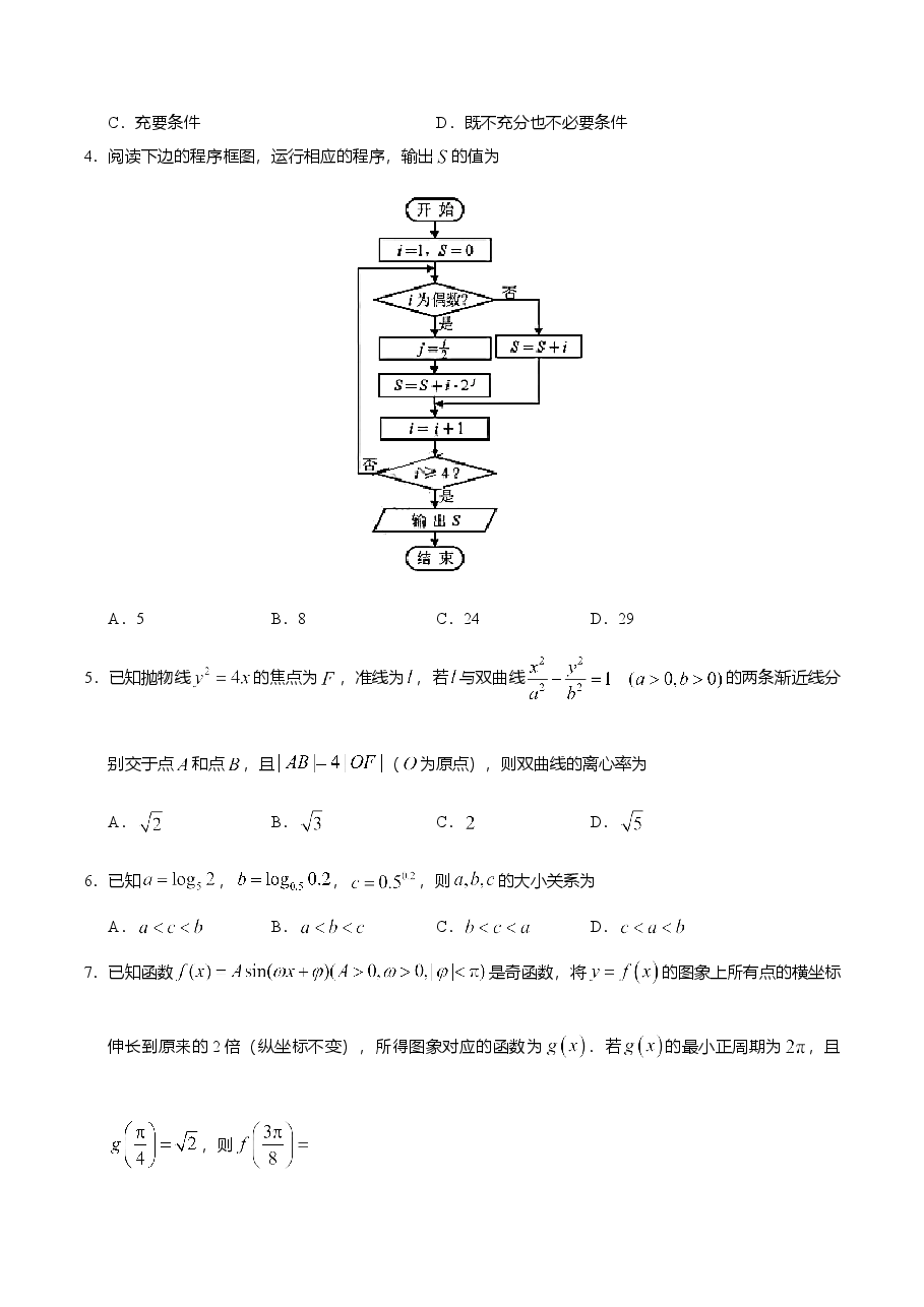 2019年高考理科数学试题(天津卷)及参考答案.doc,第2页预览