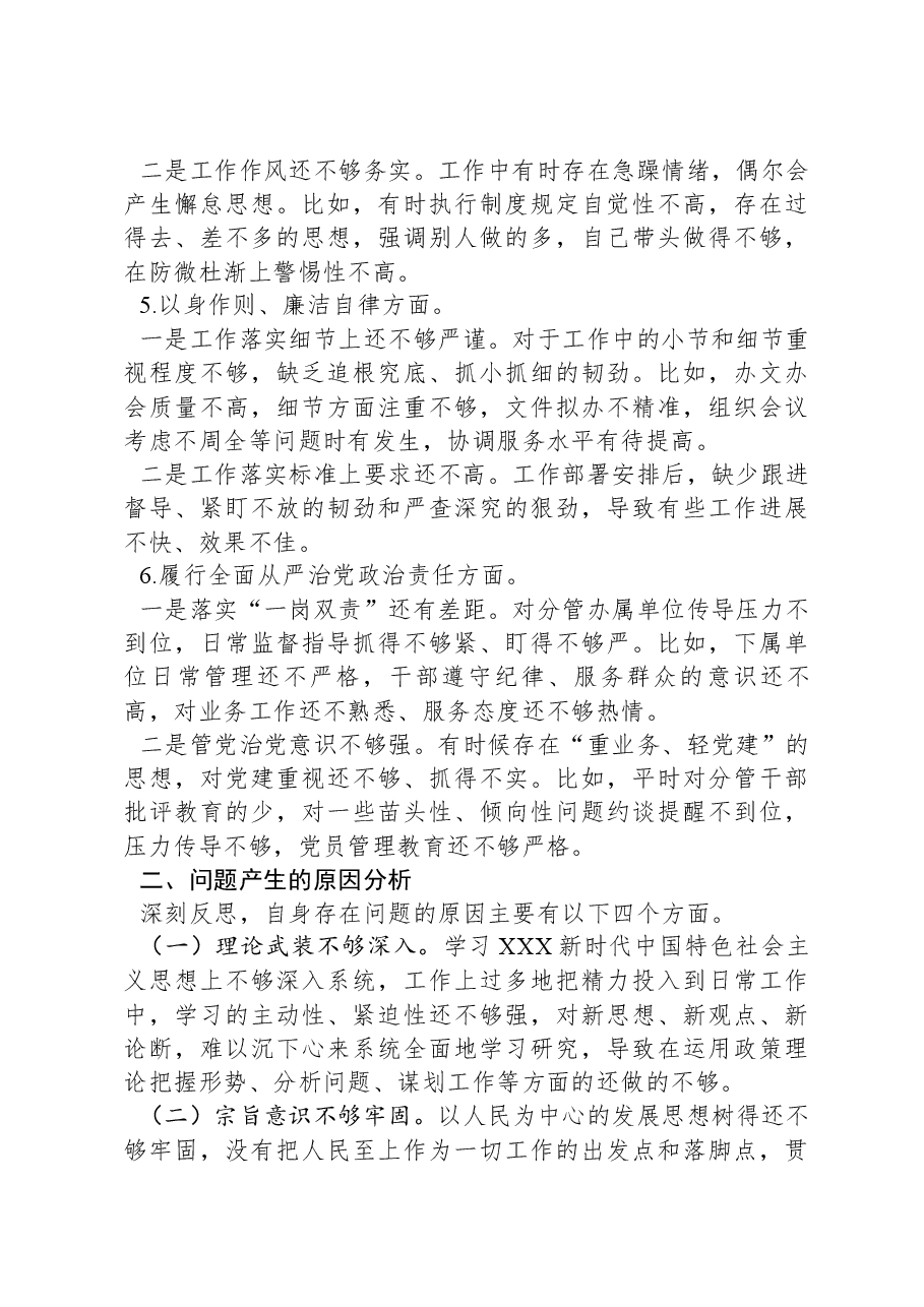 班子成员主题教育民主生活会个人对照检查发言提纲.docx,第3页预览