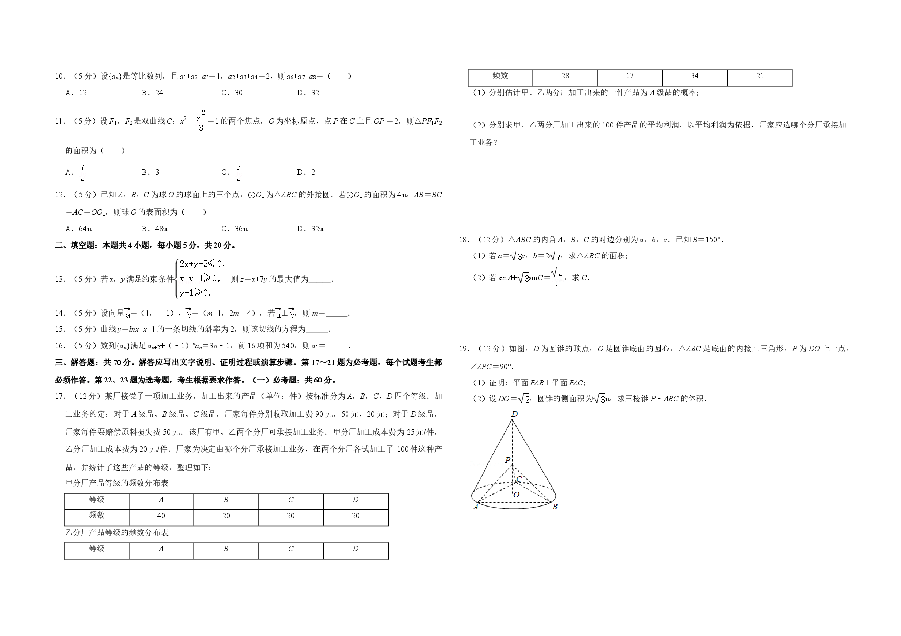 2020年全国统一高考数学试卷（文科）（新课标ⅰ）（含解析版）.doc，第2页预览