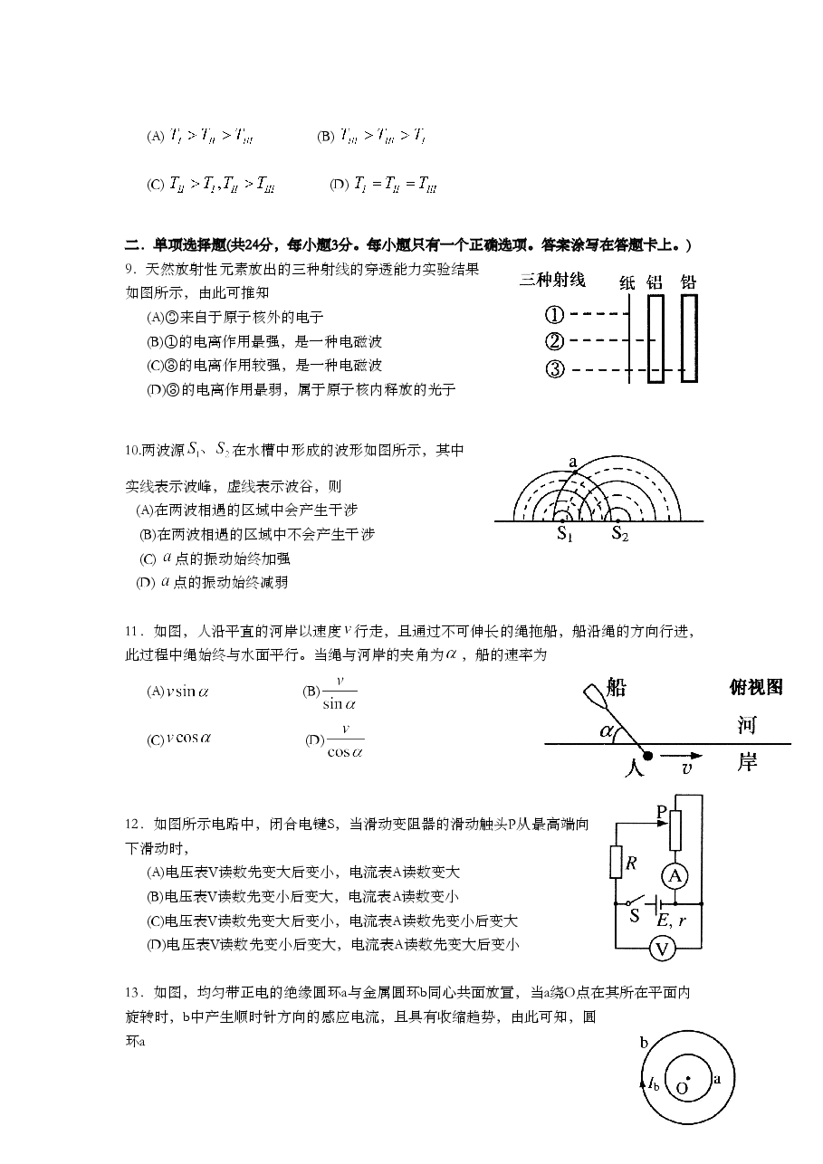 2011年上海市高中毕业统一学业考试物理试卷（word解析版）.doc，第3页预览