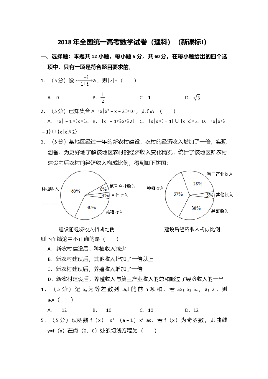 2018年高考真题数学【理】(山东卷)(含解析版).doc,第1页预览