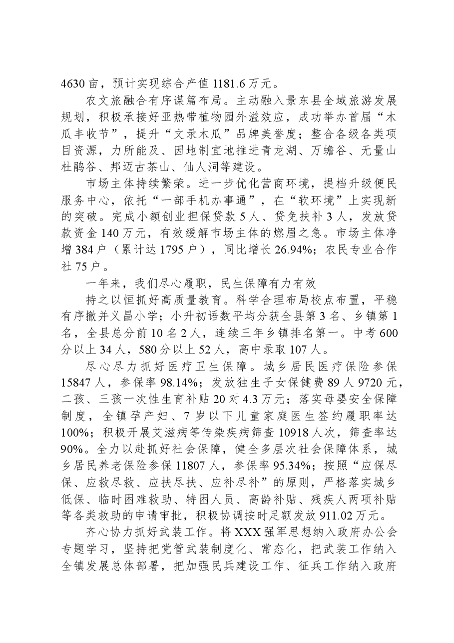 2024年文龙镇政府工作报告.docx,第4页预览