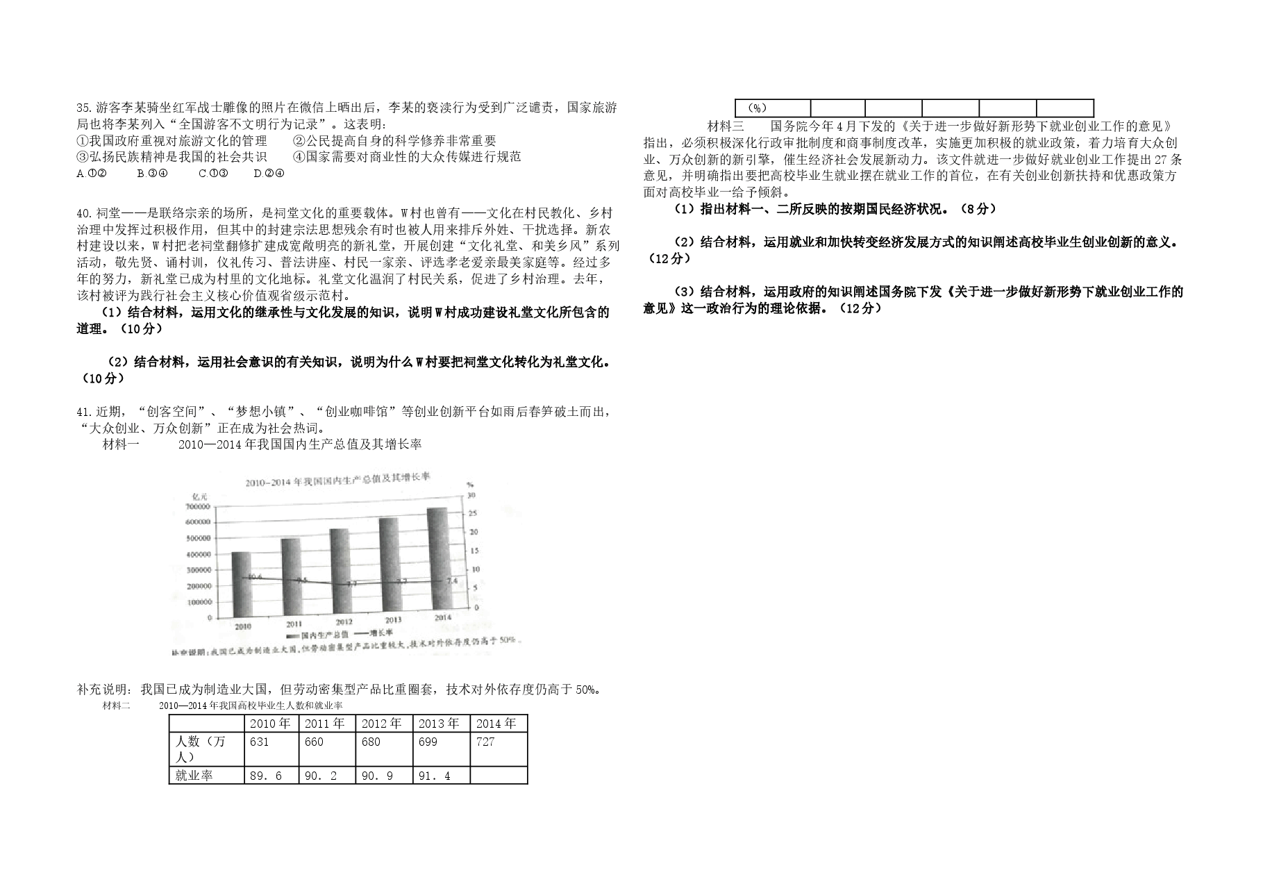 2015年浙江省高考政治【6月】(原卷版).doc,第2页预览