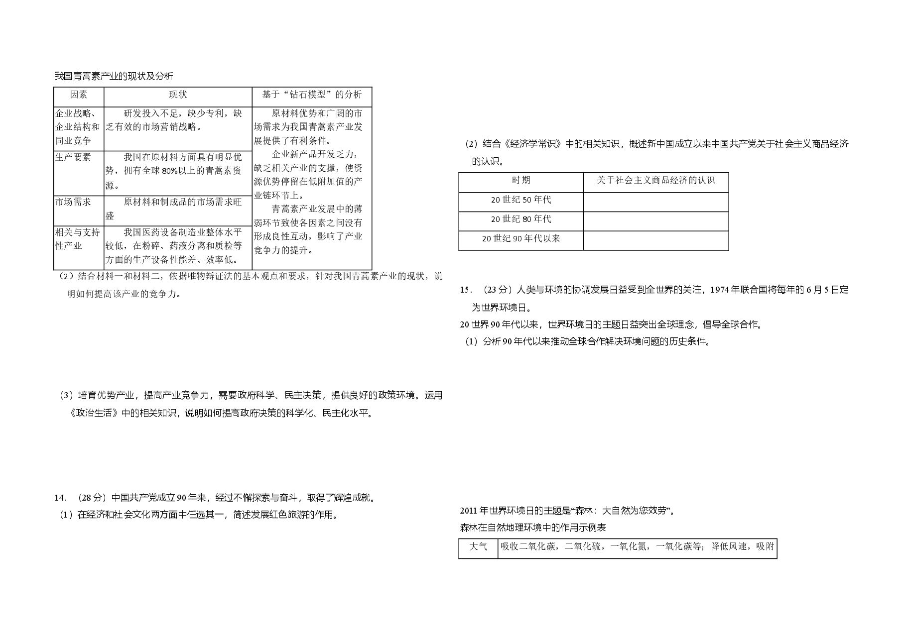 2011年北京市高考政治试卷(原卷版).doc,第3页预览