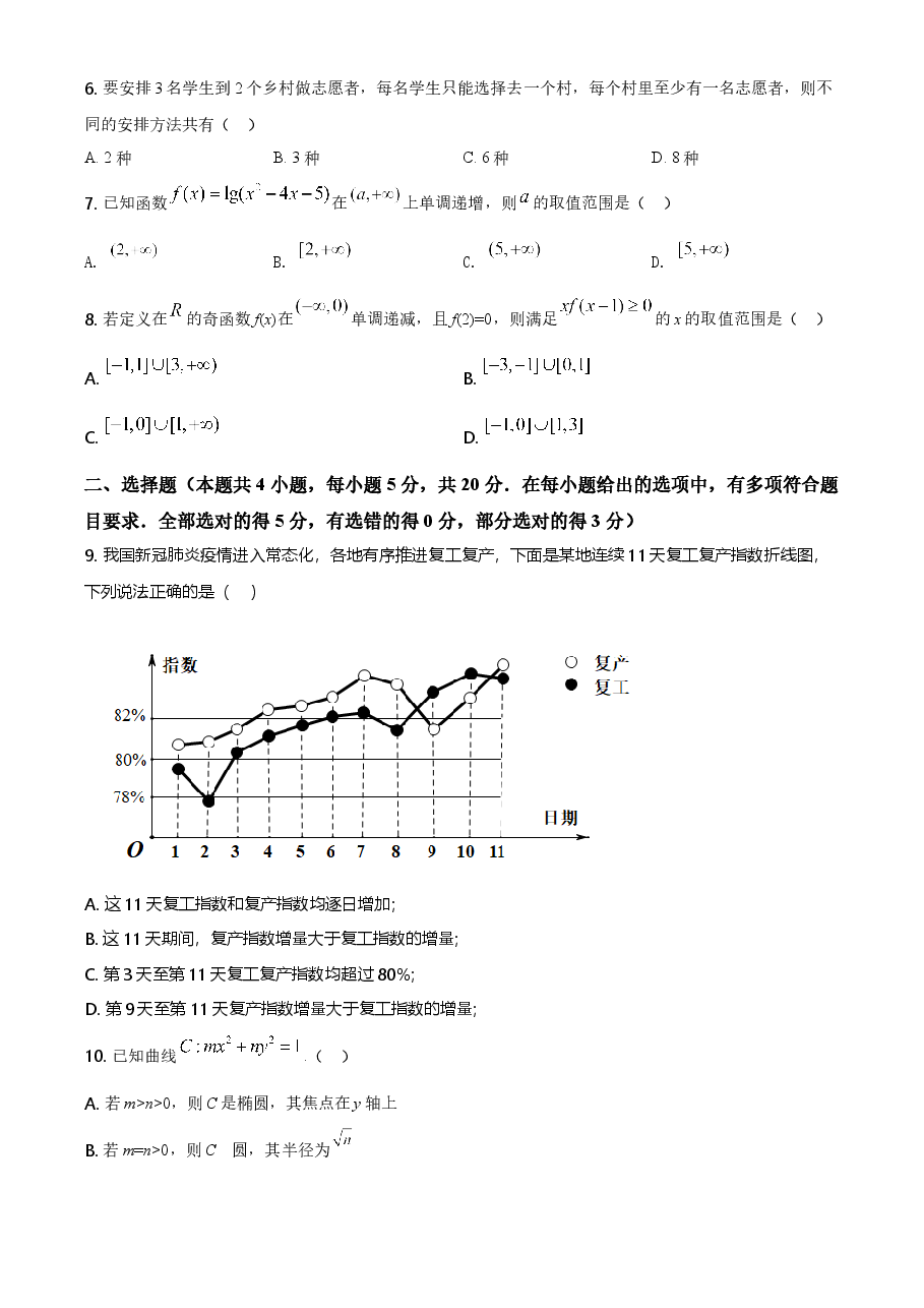 2020年新高考全国卷Ⅱ数学试题（海南卷）含答案.doc，第2页预览