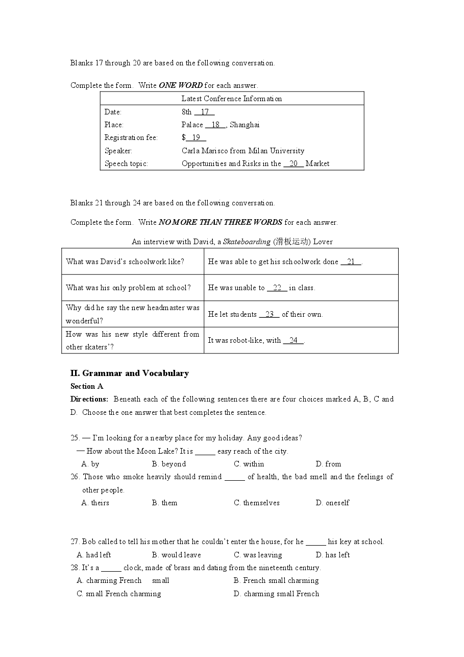 2013年上海高考英语真题试卷(word解析版,含听力原文).doc,第3页预览