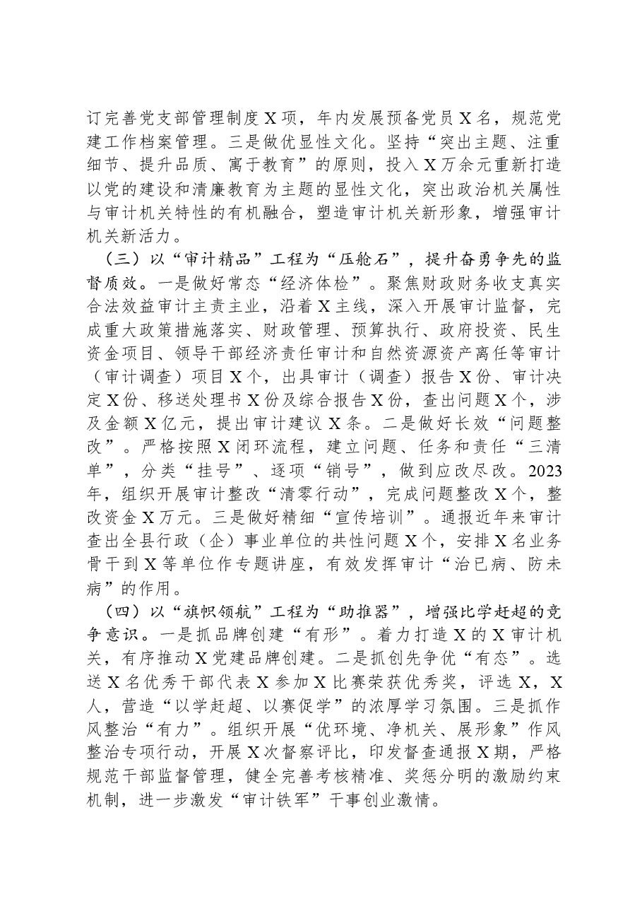 县审计局2023年度抓基层党建工作述职和述责述廉报告.docx,第2页预览