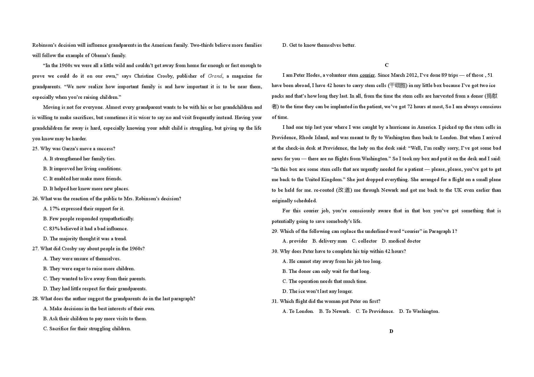 2016年高考英语试卷(新课标Ⅰ)(原卷版).doc,第2页预览