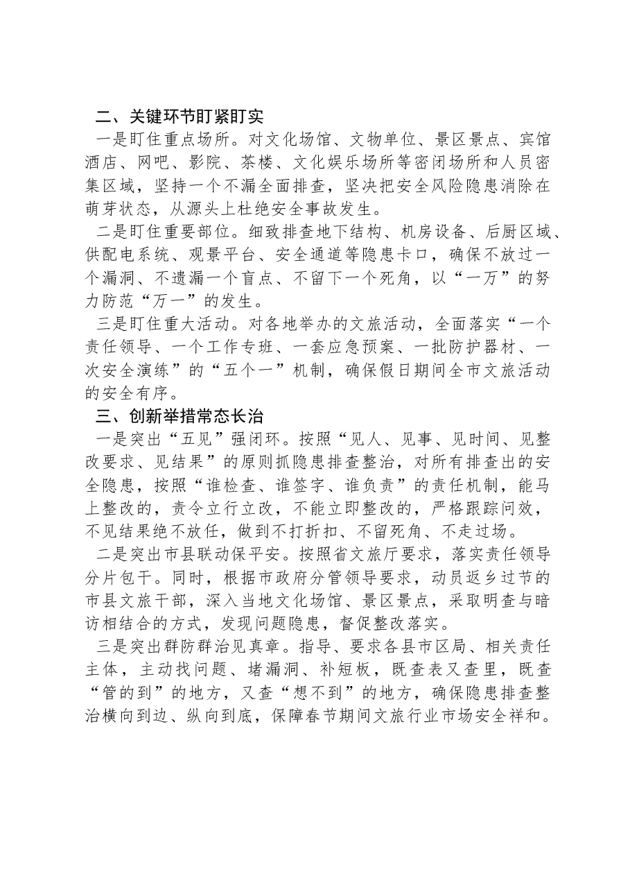 春节期间文化旅游行业安全生产工作汇报.docx,第2页预览
