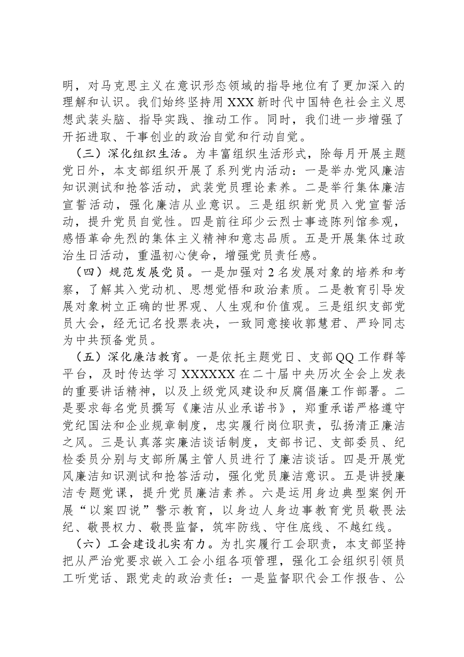 公司党支部书记2024年抓党建述职报告.docx,第2页预览