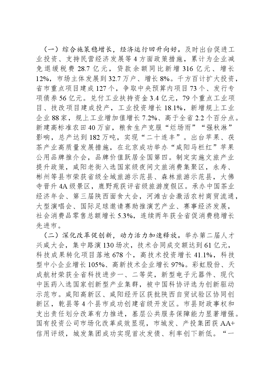 2024年咸阳市政府工作报告.docx,第2页预览
