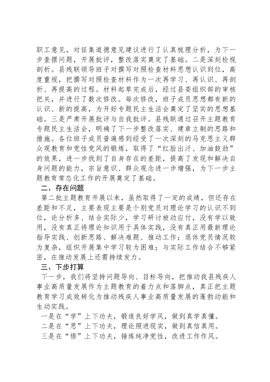 县残联主题教育总结报告.docx,第2页预览