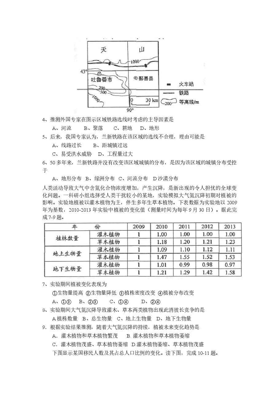 2014年普通高等学校招生全国统一考试【陕西地理真题+答案】.doc,第2页预览