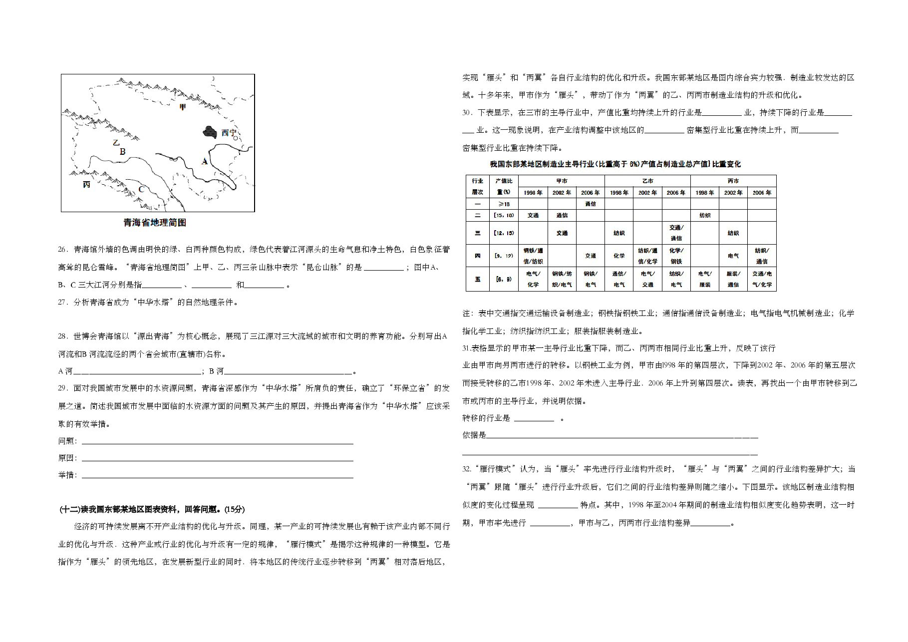 2010年上海市高考地理试题.doc,第3页预览