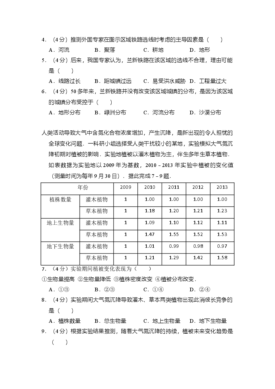 2014年全国统一高考地理试卷(新课标ⅰ)(含解析版)(1).doc,第2页预览
