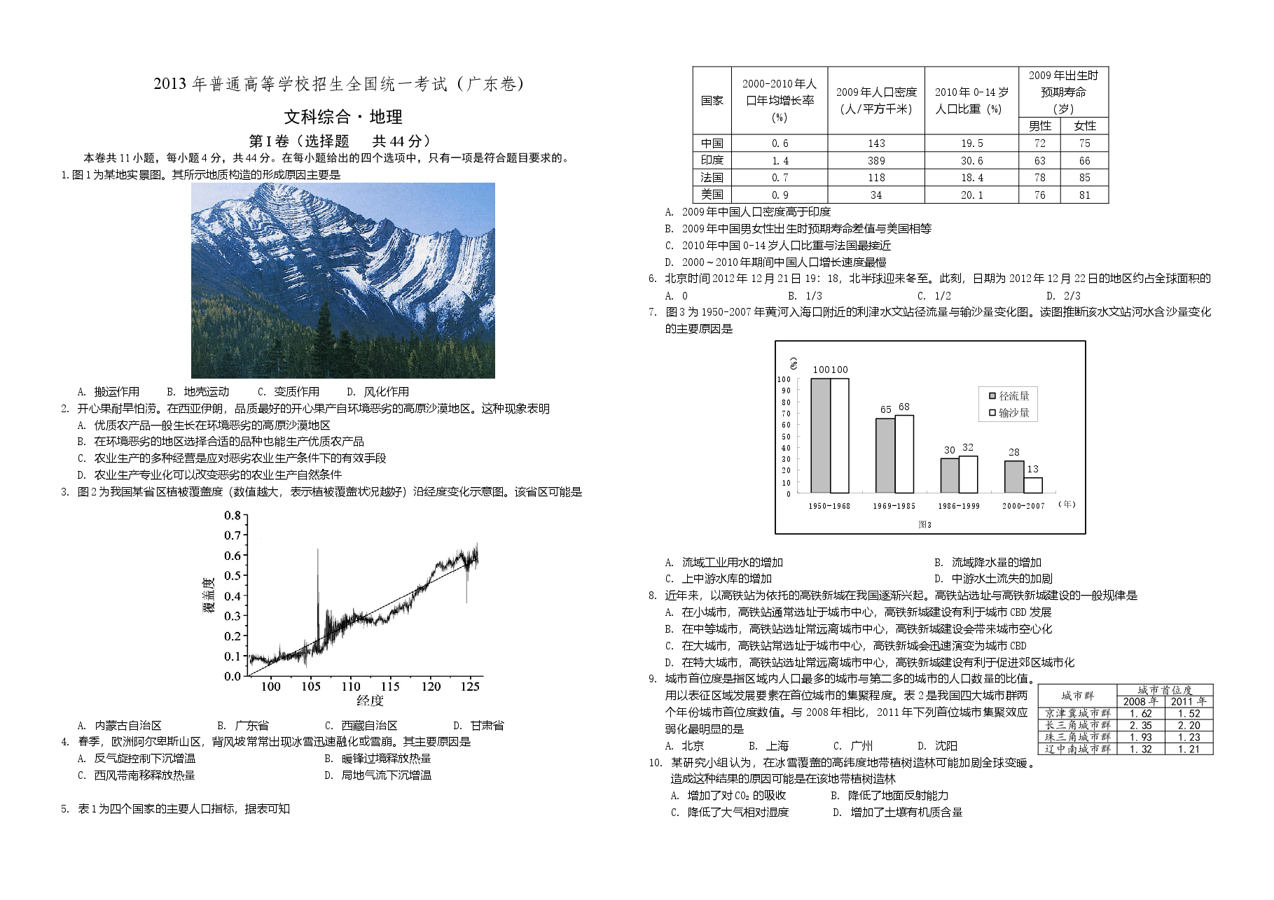 2013年广东高考地理试题及答案.doc,第1页预览