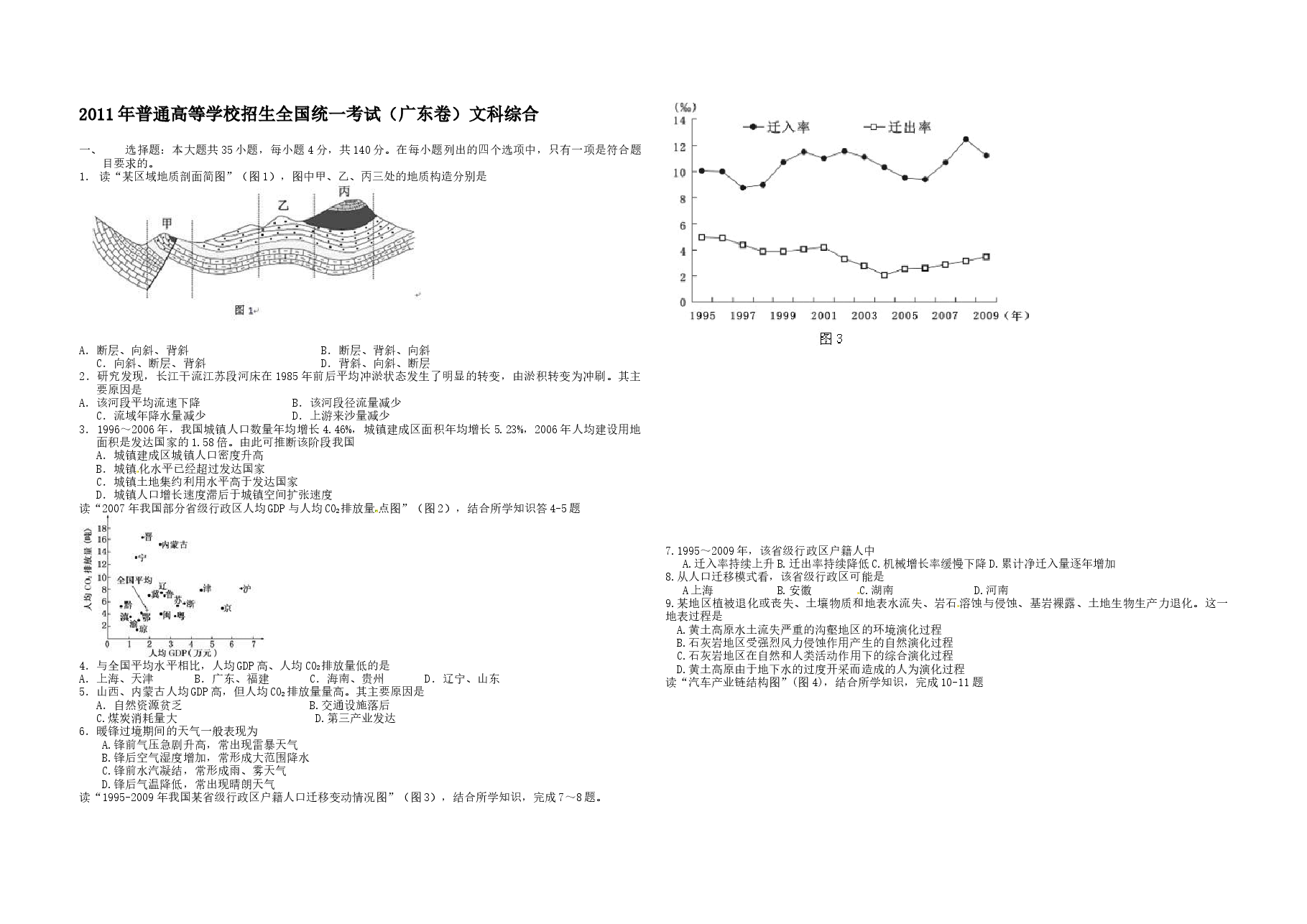 2011年广东高考地理试题及答案.docx,第1页预览