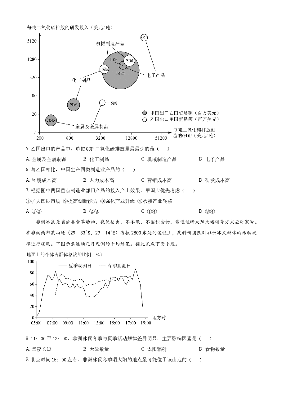 精品解析：2023湖南高考地理真题（原卷版）.docx，第2页预览