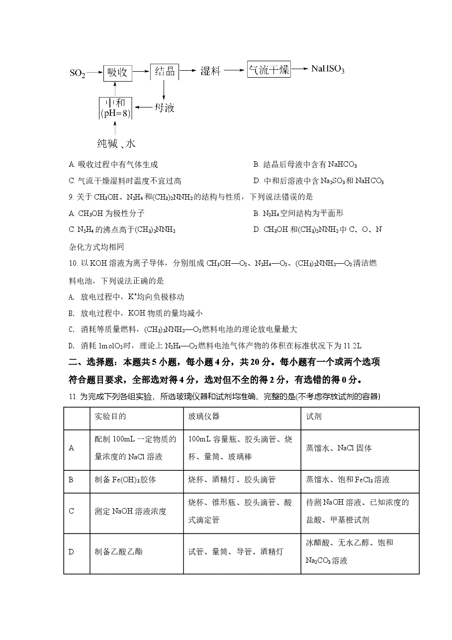 2021年高考真题化学(山东卷)(原卷版).doc,第3页预览