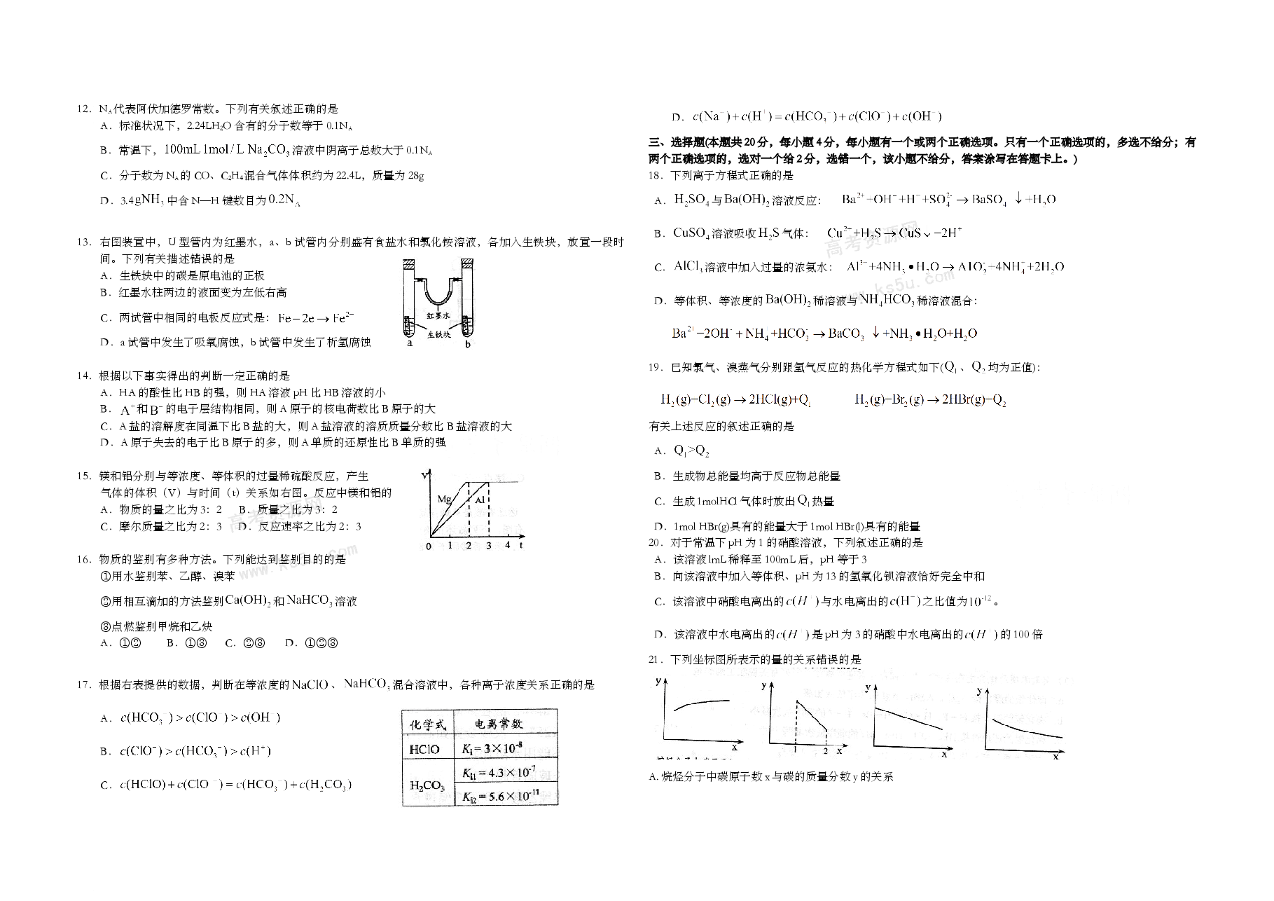 2009年上海市高考化学试题及答案.doc,第2页预览
