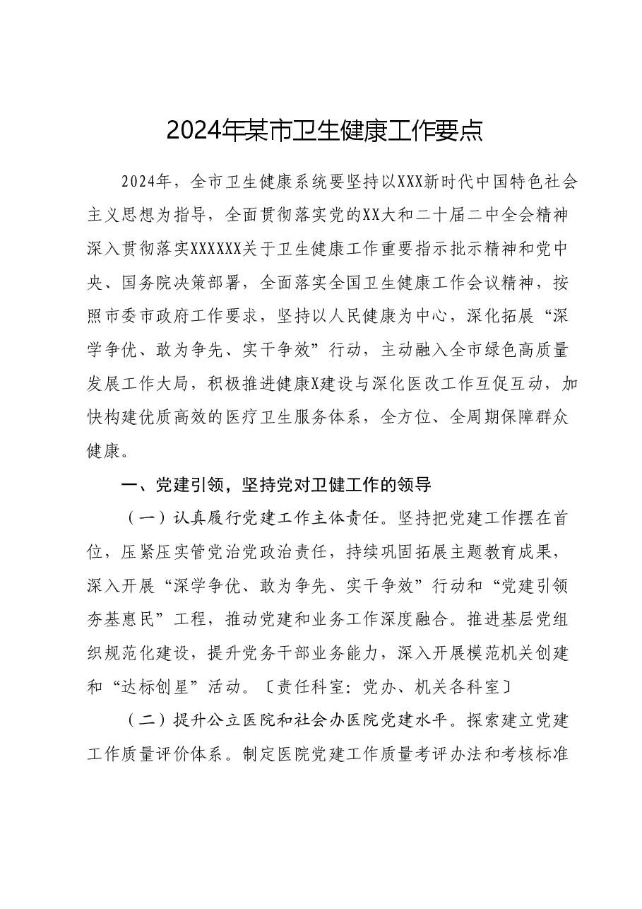 2024年某市卫生健康工作要点.docx，第1页预览