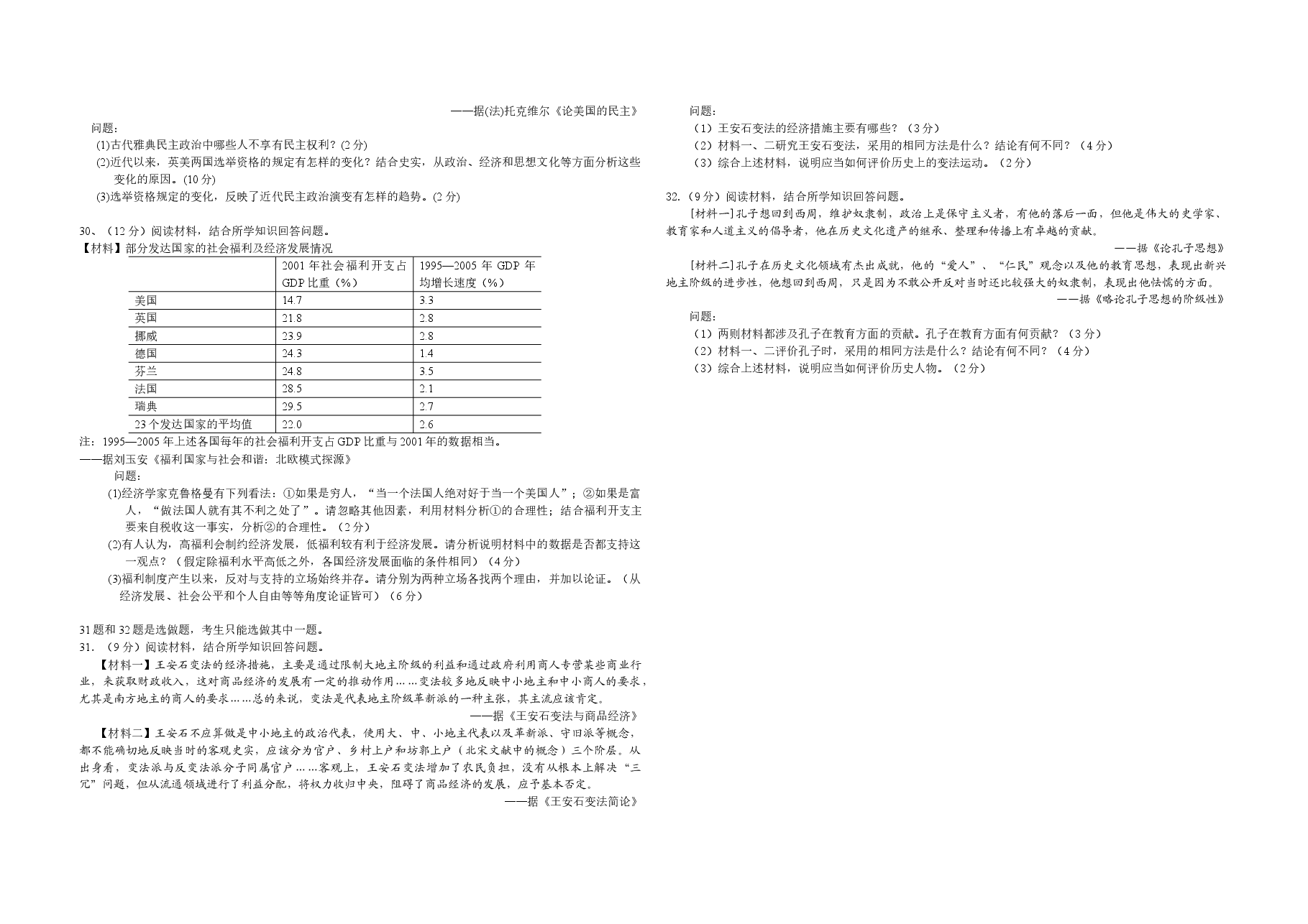 2009年广东高考历史(原卷版).doc,第3页预览