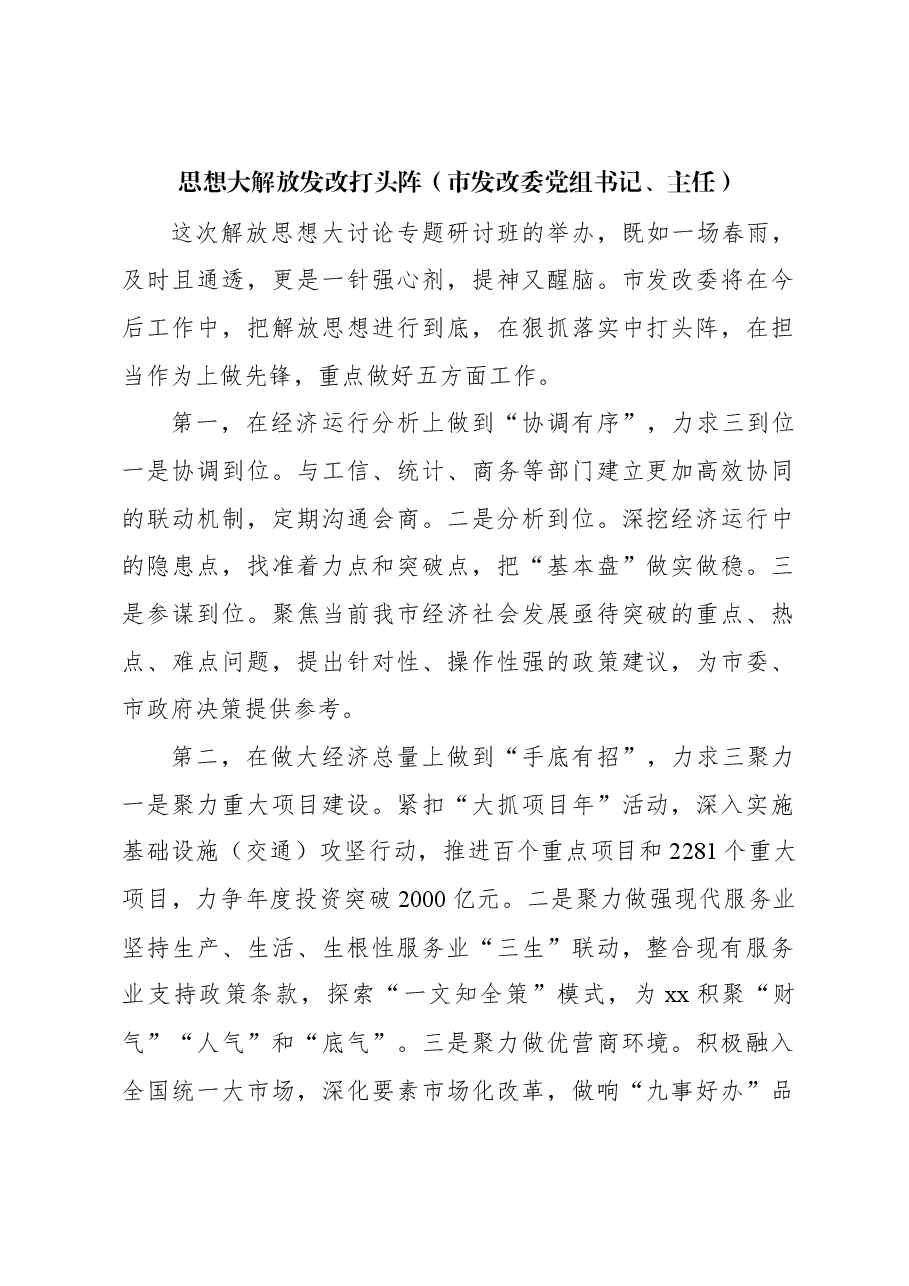 (6篇)全市领导干部“深入学习贯彻考察xx重要讲话精神暨解放思想大讨论”专题研讨班结业式发言材料.docx,第2页预览