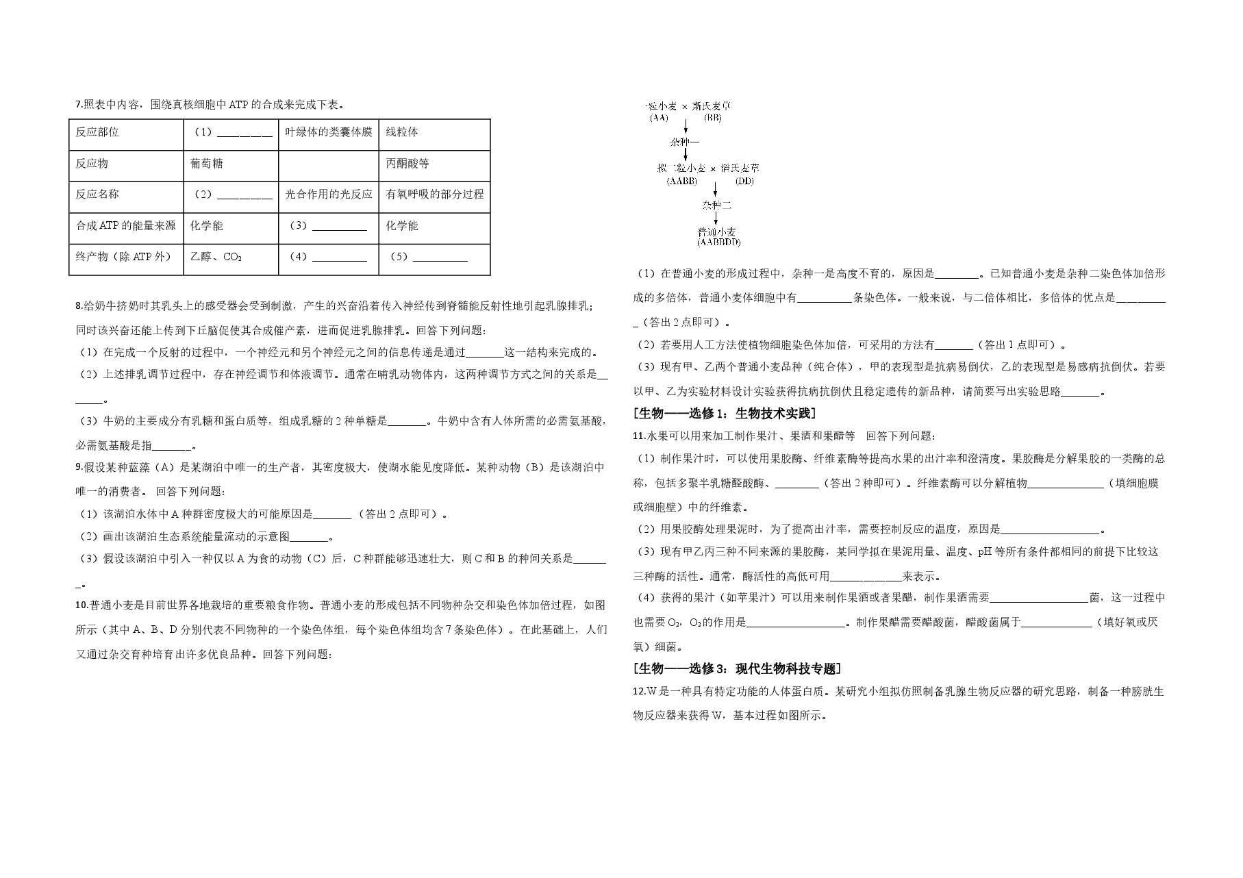 2020年全国统一高考生物试卷(新课标ⅲ)(原卷版).doc,第2页预览