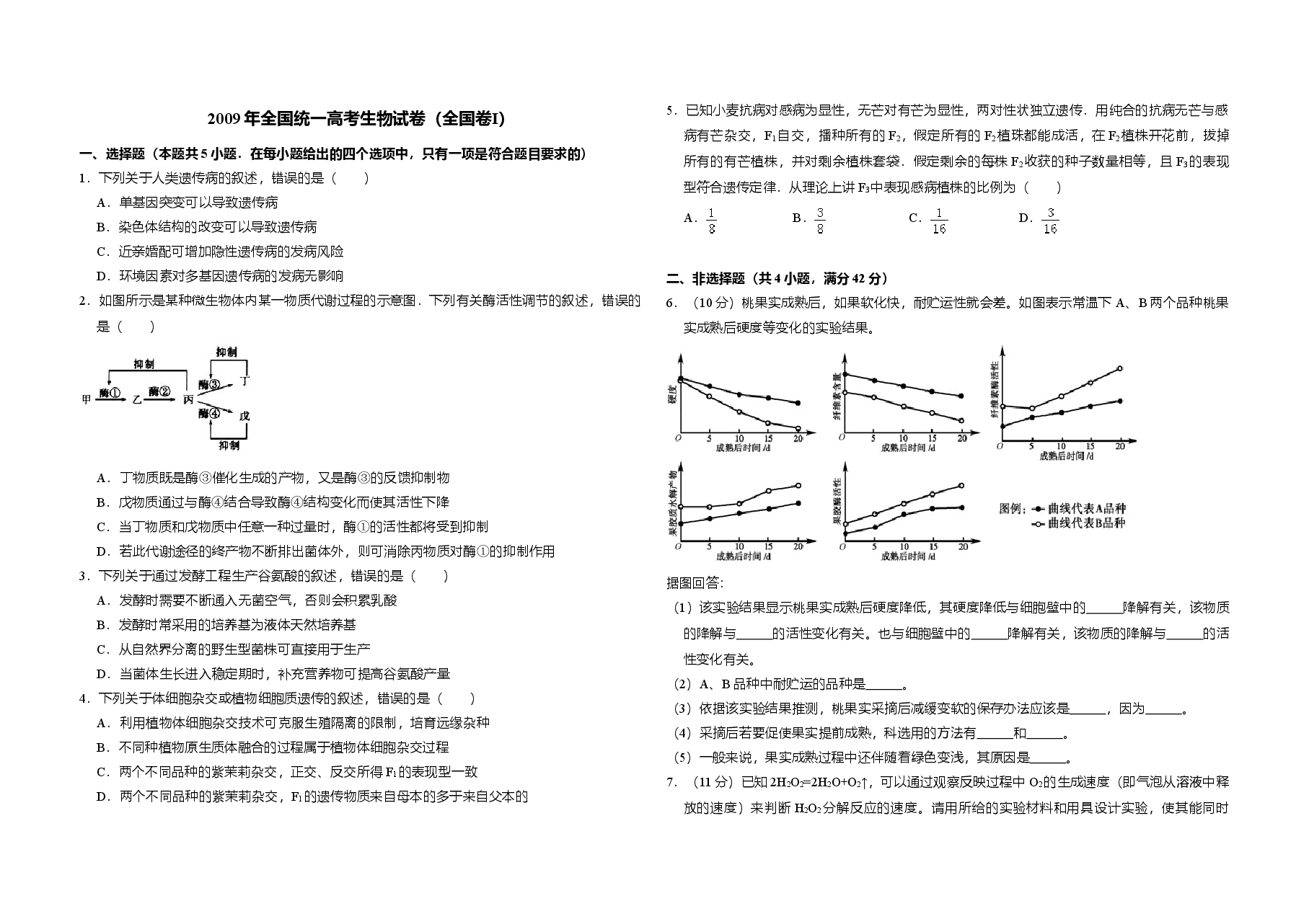 2009年全国统一高考生物试卷(全国卷ⅰ)(含解析版).doc,第1页预览