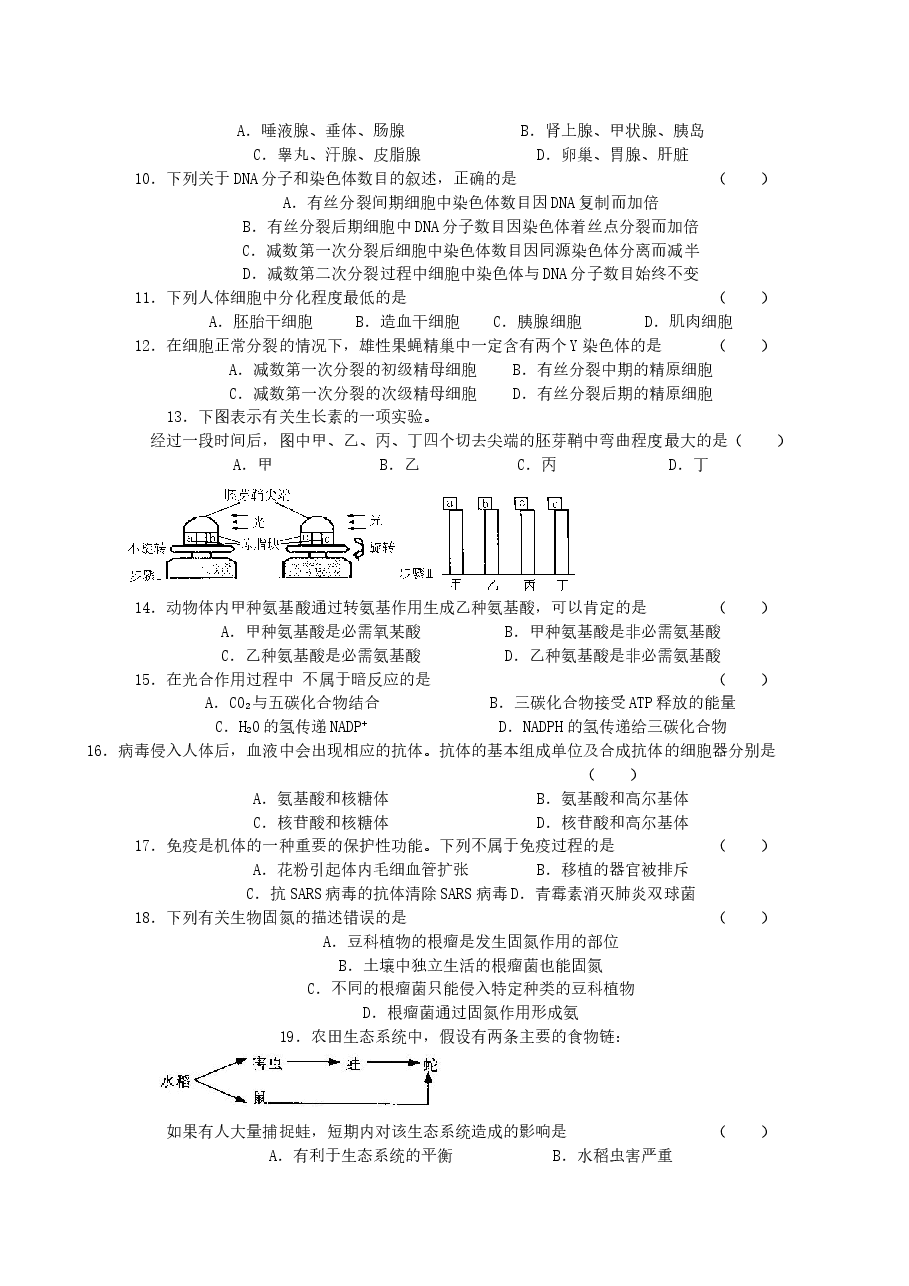 2004年江苏高考生物真题及答案.doc,第2页预览