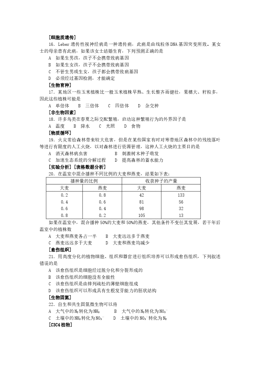 2003年江苏高考生物真题及答案.doc，第3页预览