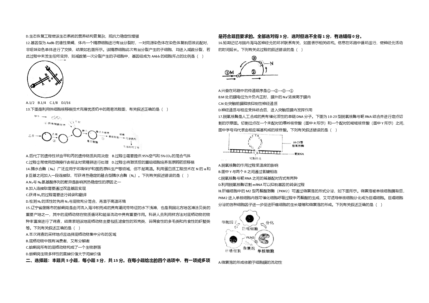 2021年高考生物试卷(辽宁卷)(原卷版).doc,第2页预览