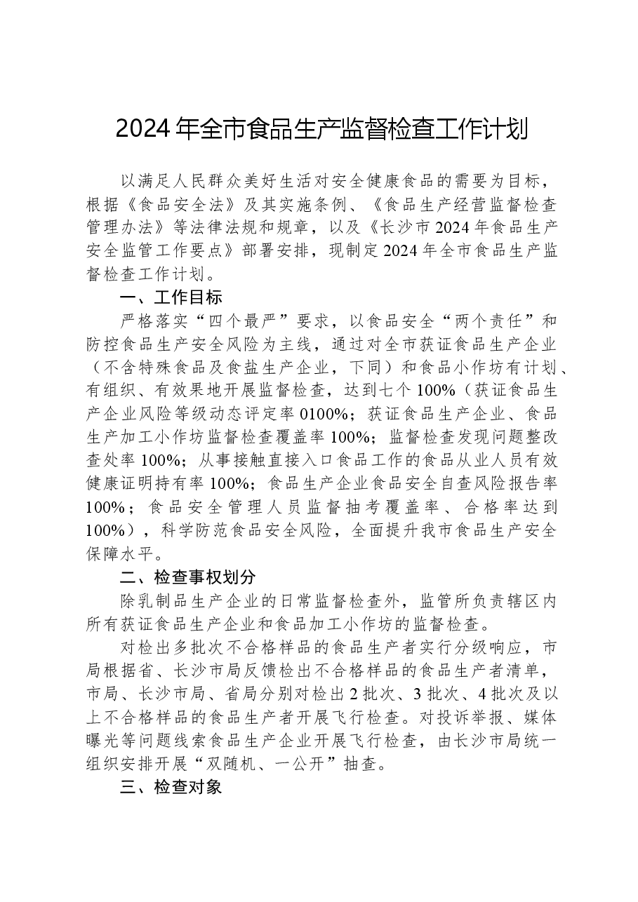 2024年全市食品生产监督检查工作计划.docx,第1页预览