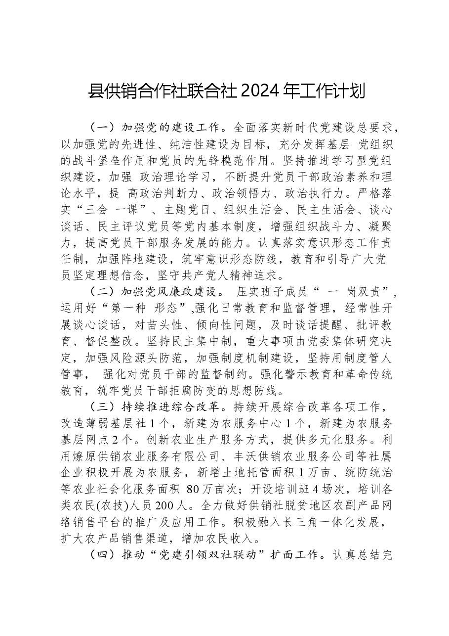 县供销合作社联合社2024年工作计划.docx,第1页预览