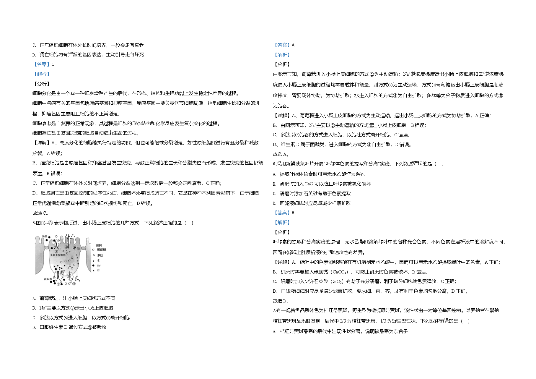 2020年江苏省高考生物试卷解析版 .doc,第2页预览